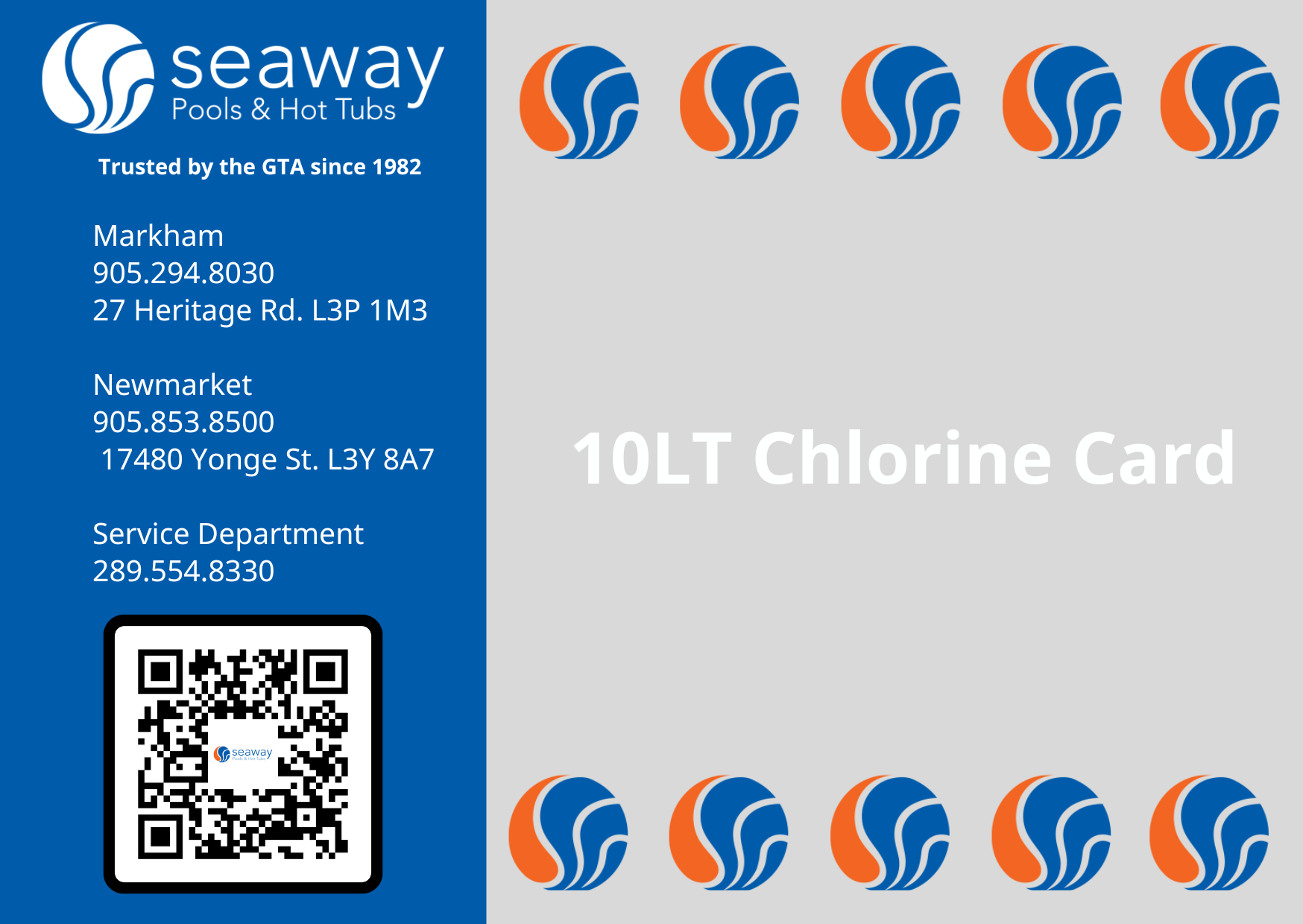 Pool Chlorine container Refill Card