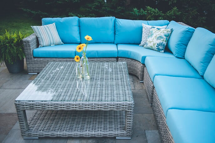 Driftwood outdoor sectional couch in silver.