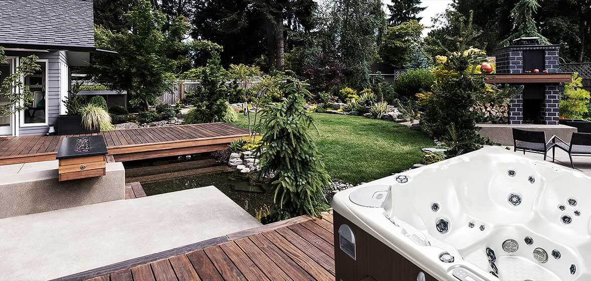 Backyard landscape design by Seaway Pools & Hot Tubs