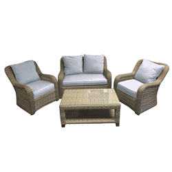 Tambur 4 Piece Patio Conversational Set with Silver Cushions *LIMITED QTYs*