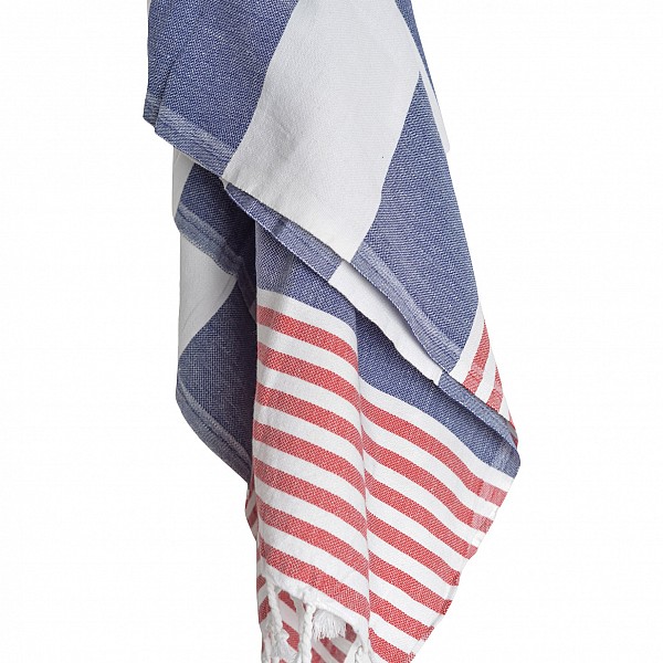 Balmy_towels_zoe_navy_red_hanging