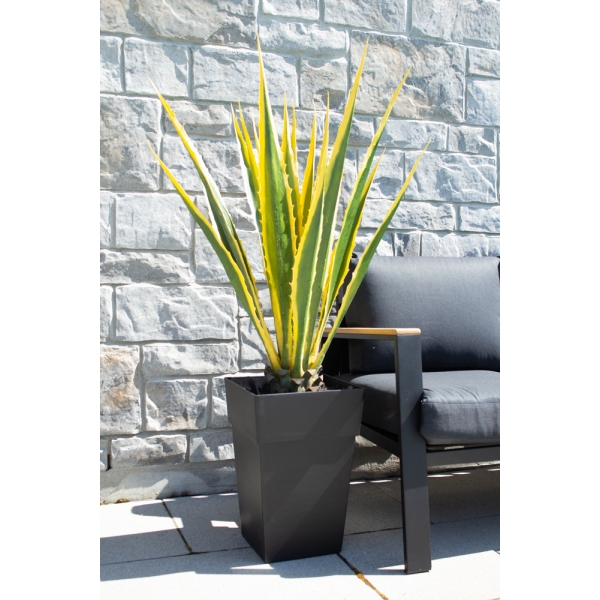 artificial potted green and yellow agave planter