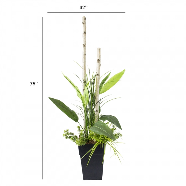Potted Birch Branches & Bird Of Paradise artificial planter