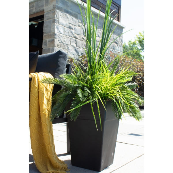 cycas and grass faux potted arrangement