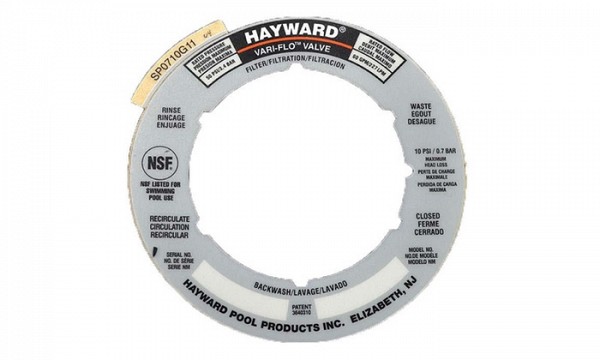 Label Plate for Hayward Vari-Flo Valve