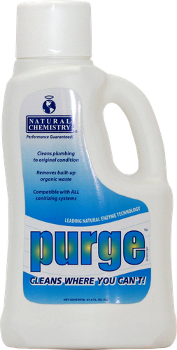 Purge swimming pool and hot tub cleaning solution for pool filtration systems