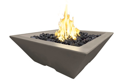 Square fire table installation from Seaway Pools