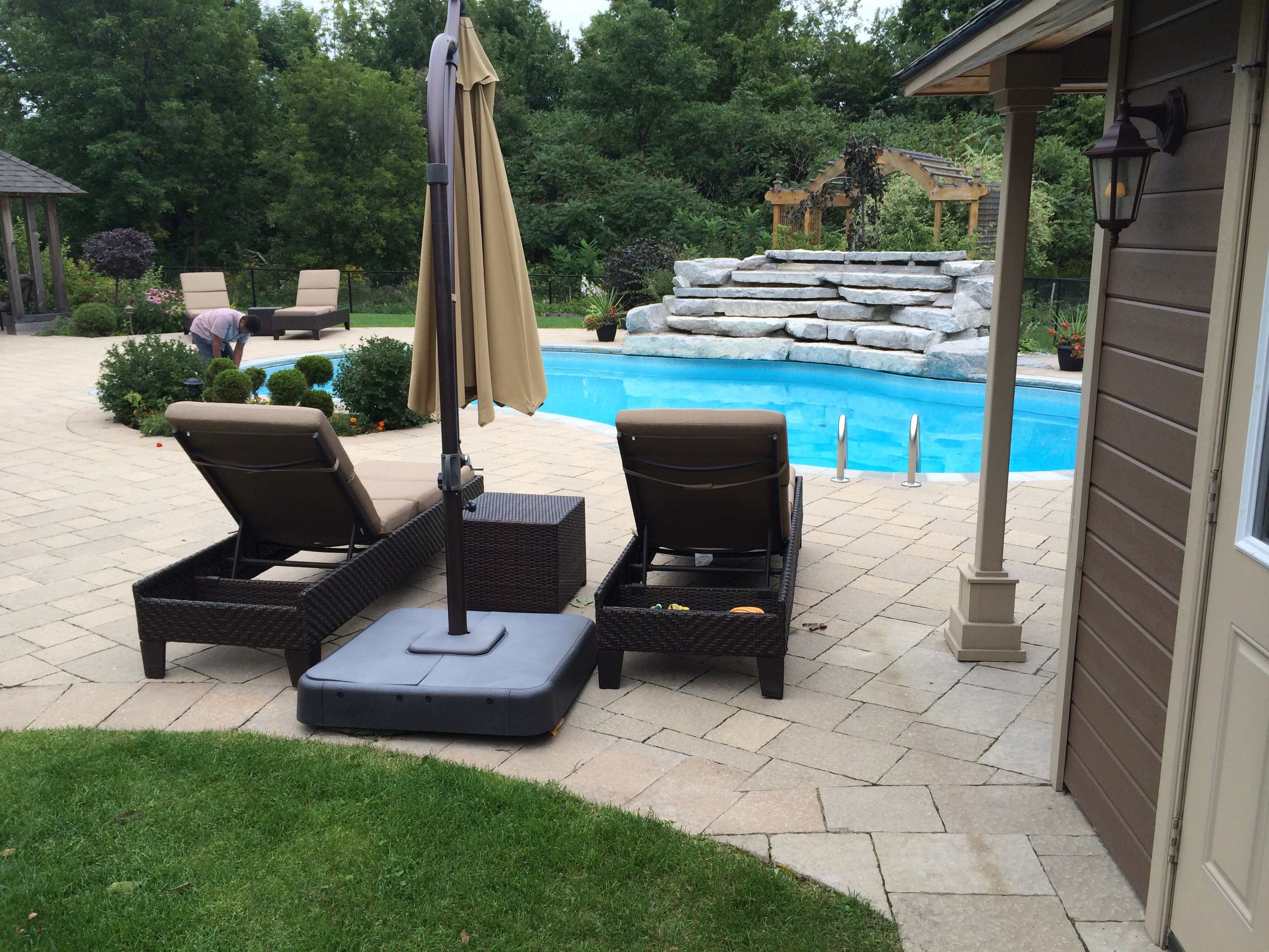 Pool landscaping waterfall design by Seaway Pools