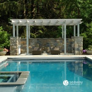 pergola backyard design and outdoor pool installation